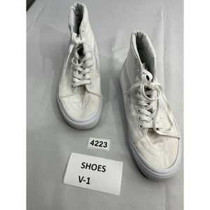 Unisex Vans Skateboard Shoes Men 6.5 Woman 8 White High Top Lace Up Sneakers